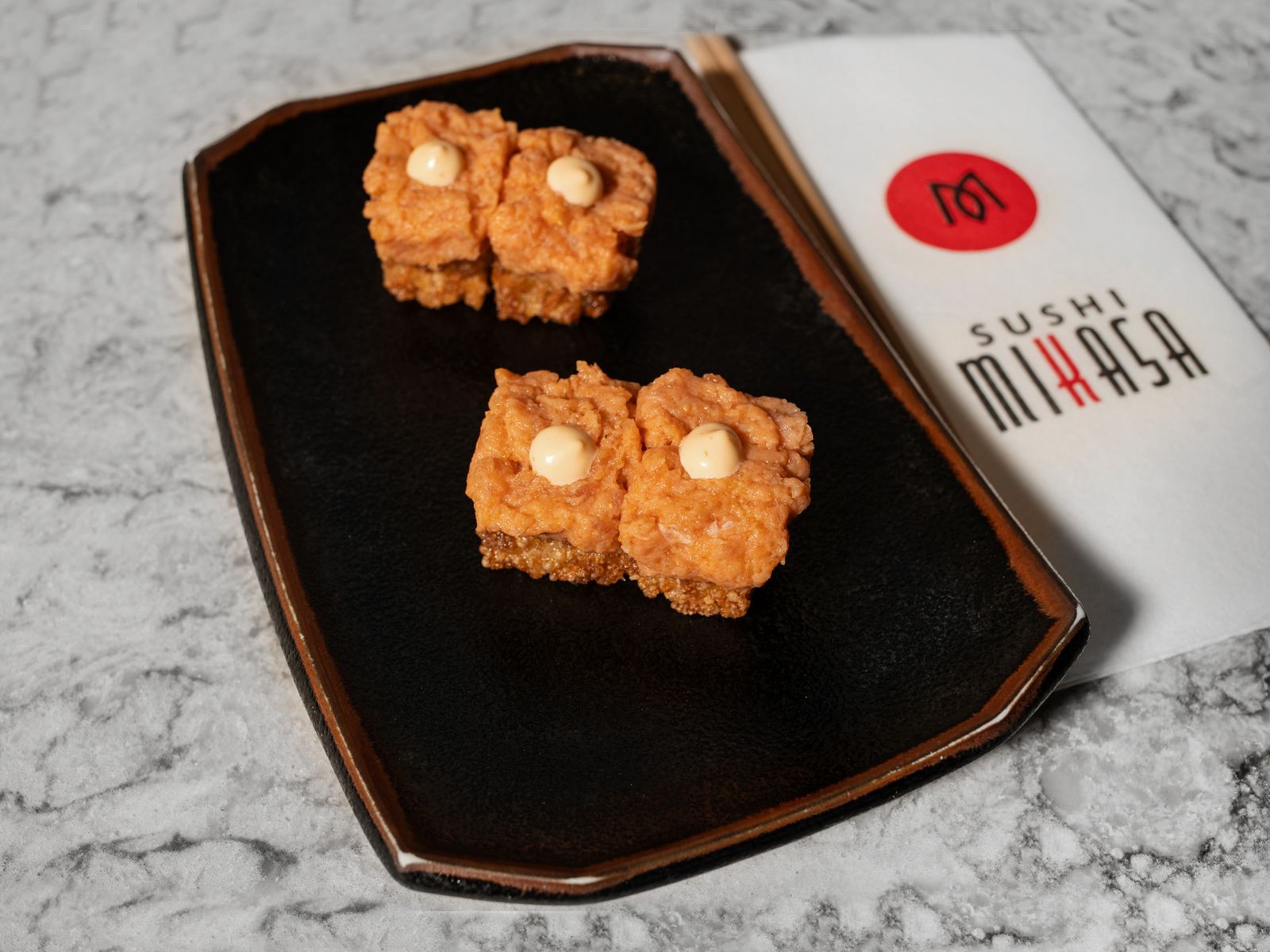 Spicy tuna crispy rice at Sushi Mikasa